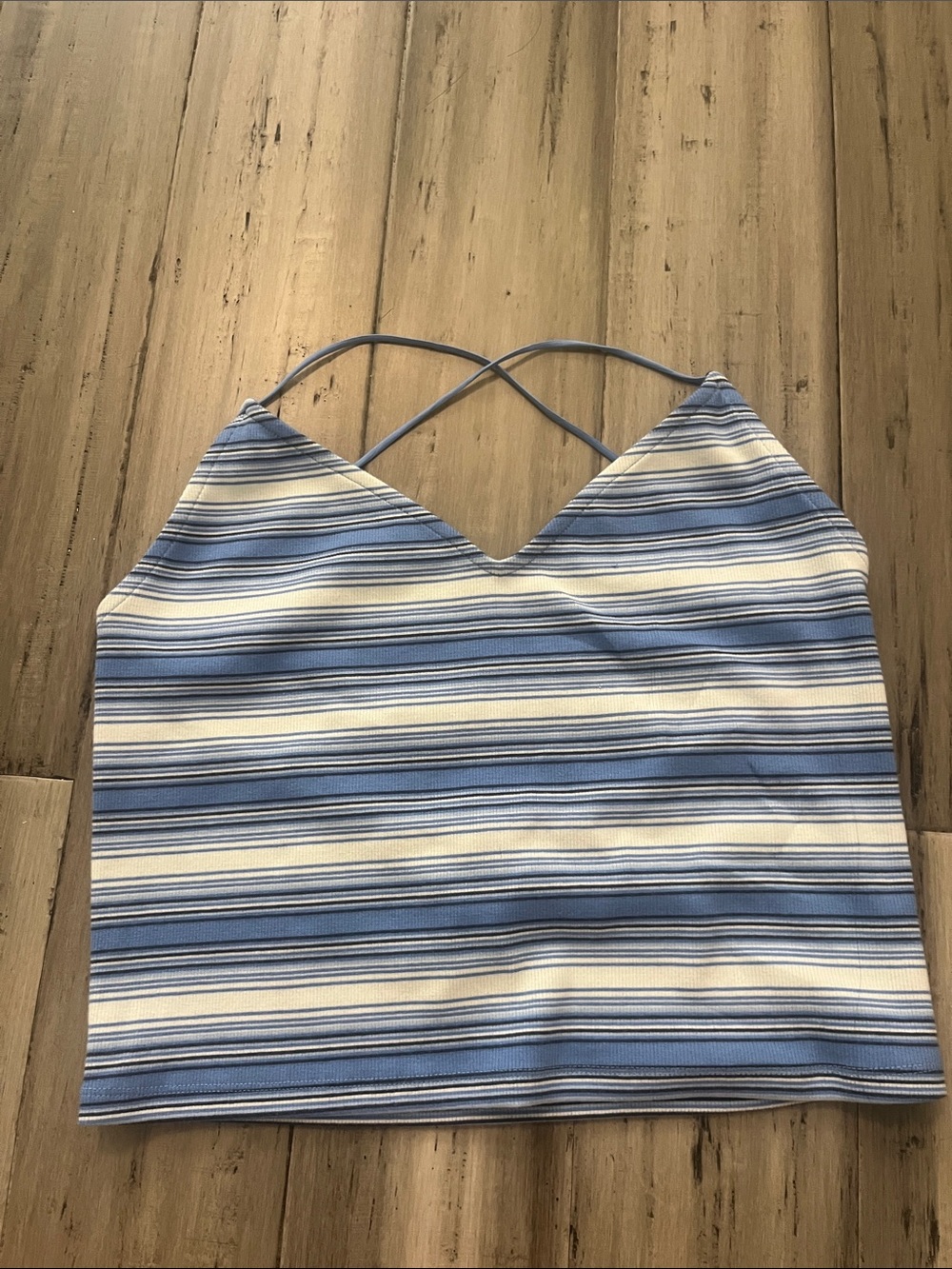 AE Striped Blue & White V-Neck Cami Top
